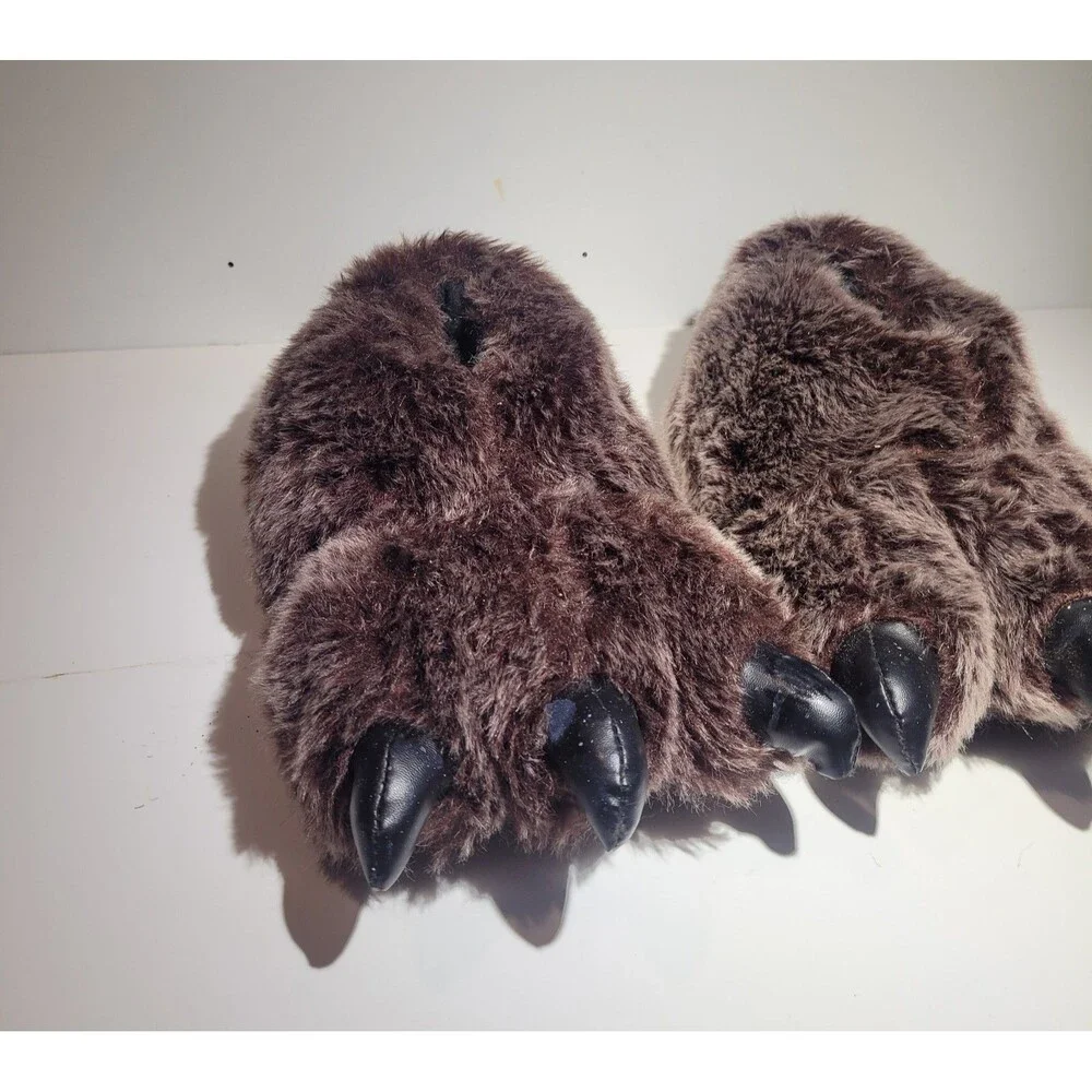 George Plush Brown Bear Paw Slippers Claw House Shoes – Size S/M #103
